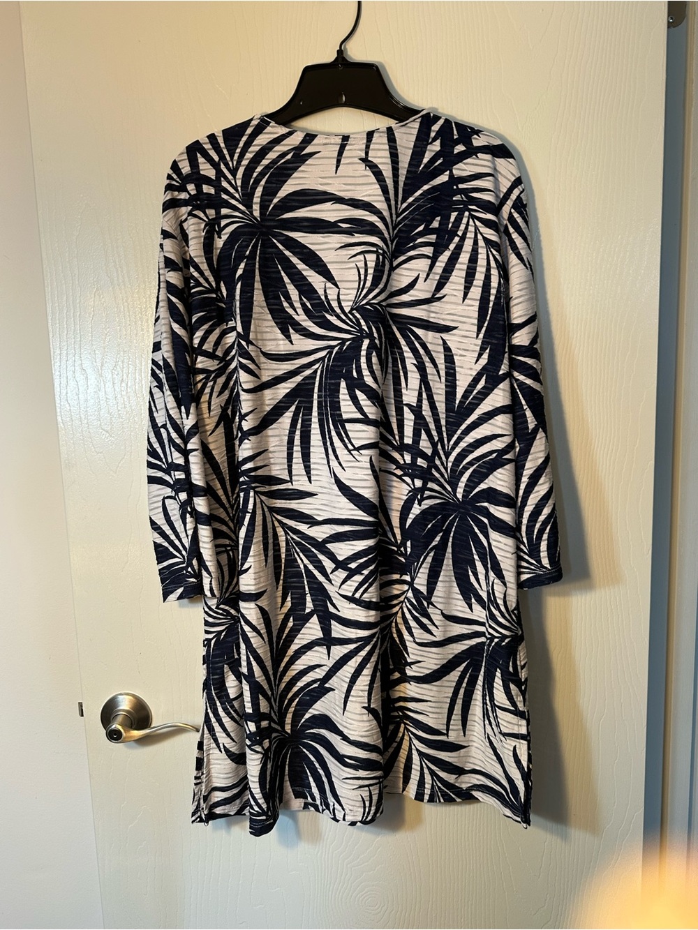 Palm Print swim cover up - Navy & Cream